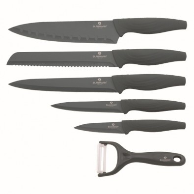 BLAUMANN Sada nožů s nepřilnavým povrchem 6 ks Pastel Chef Line šedá