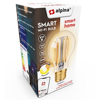 ALPINA Chytrá žárovka LED WIFI bílá stmívatelná E27 470LM