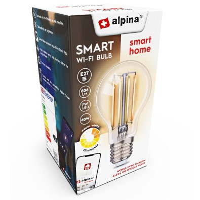 ALPINA Chytrá žárovka LED WIFI bílá stmívatelná E27 806LM
