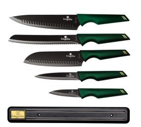 BERLINGERHAUS Sada nožů s nepřilnavým povrchem 6 ks Emerald Collection s magnetickým držákem