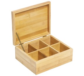 EDCO Dřevěná krabička na čaj 6 přihrádek
