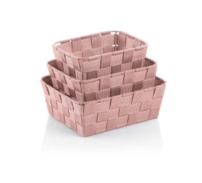 KELA Sada košíků Alvaro plast stříbrno-růžová 3 kusy