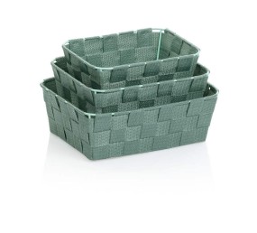 KELA Sada košíků Alvaro plast vláknová páska limetková zelená 3 kusy