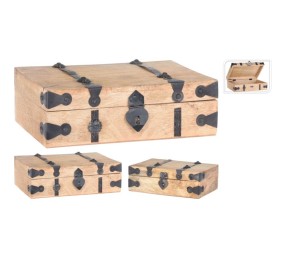 Úložná krabice dřevěná sada 2 ks